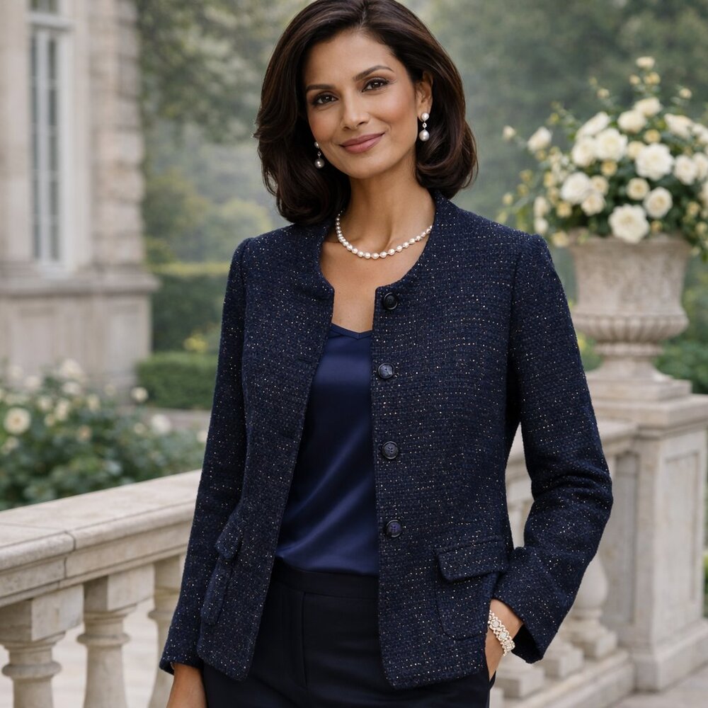 Modern Navy Blue Blazer with Structured Design